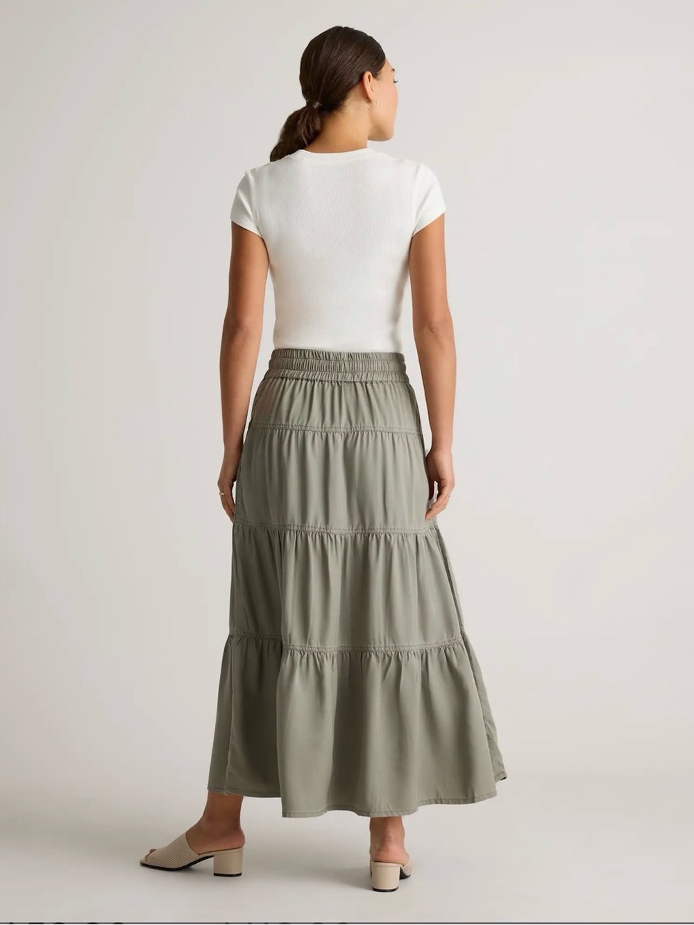 Quince Olive Tiered Maxi Skirt - Picture 8 of 10